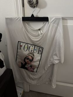 White Graphic T-Shirt with Vogue Print