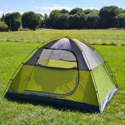 HAUSHOF 2/4-Person Family Dome Tent with Removable Rain-Fly, Easy Set Up Portable Camping Tent for Backpacking Hiking Backyard Outdoor, Green/Blue/2-p