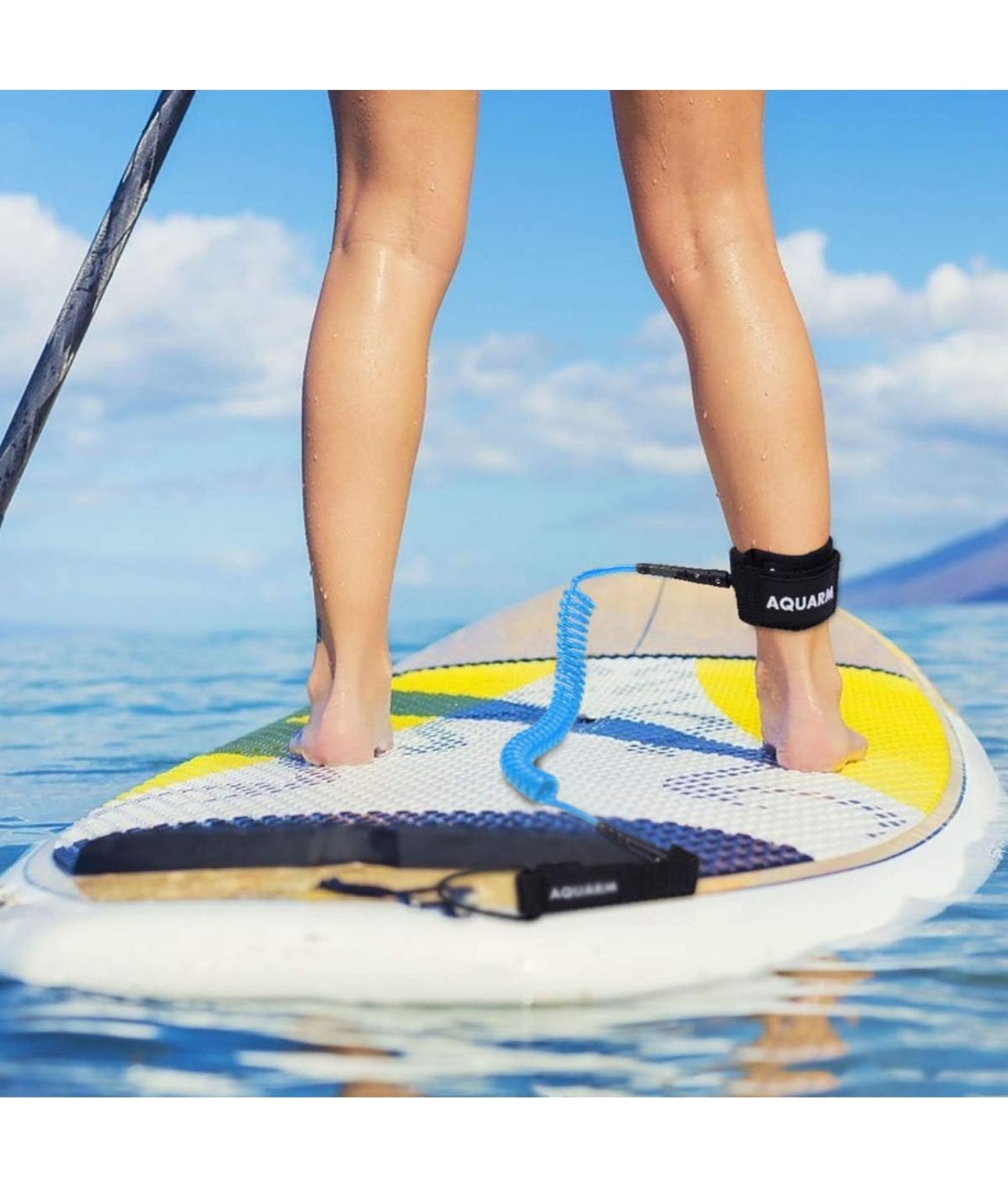 AQUARM Premium Coiled Surfboard Leash, 8/10 feet SUP Leash Leg Rope, Stand Up Paddle Board Leash for All Types of Surfboards