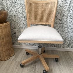 Rattan Swivel Rolling Office Chair