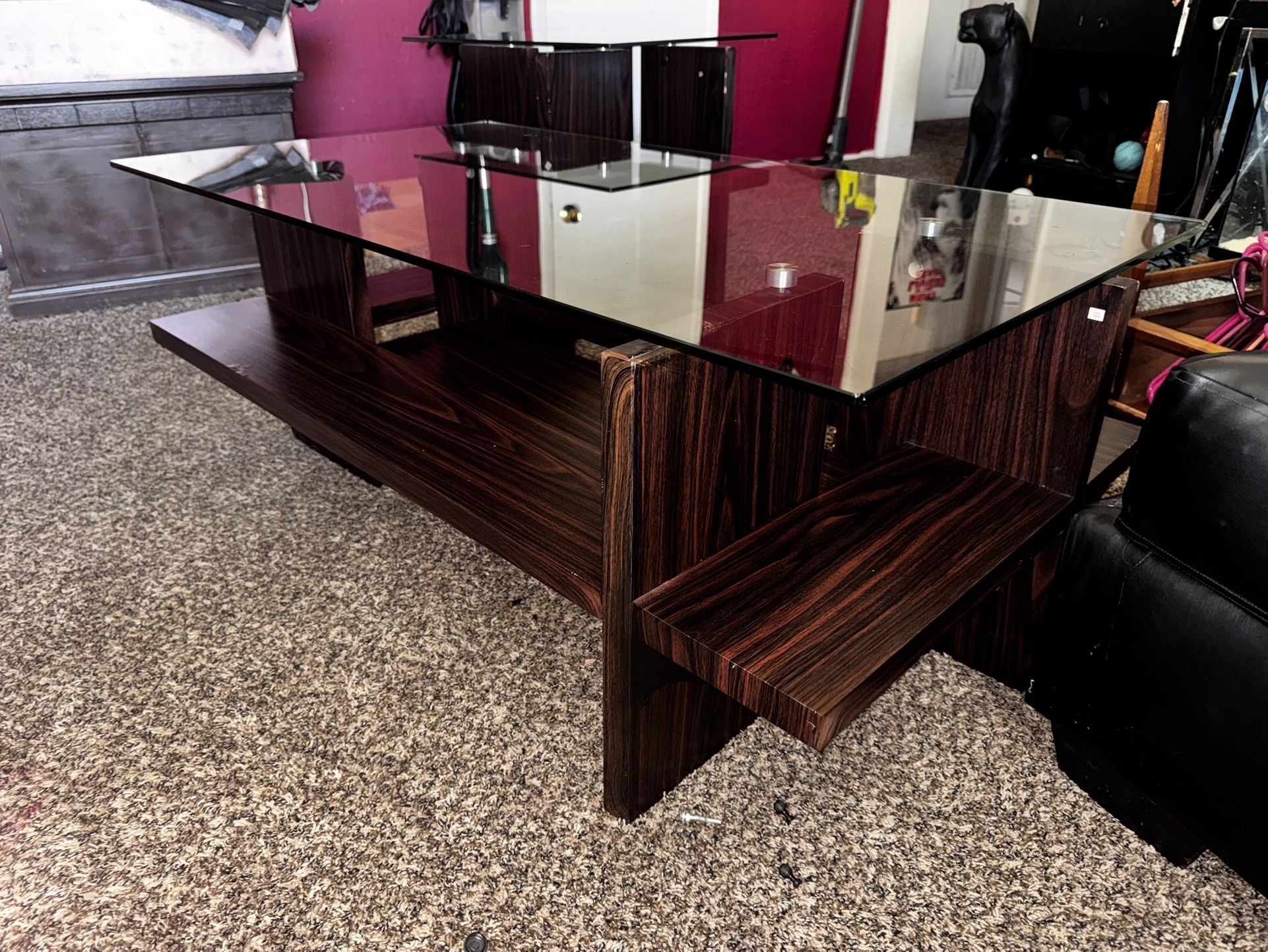 Art Deco Glass Coffee Table and Side Table