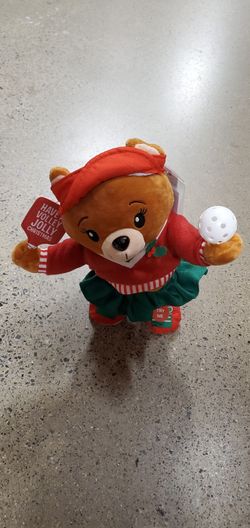 At Home Christmas Animated Dancing Pickleball Bear Musical Toy Holiday Plush