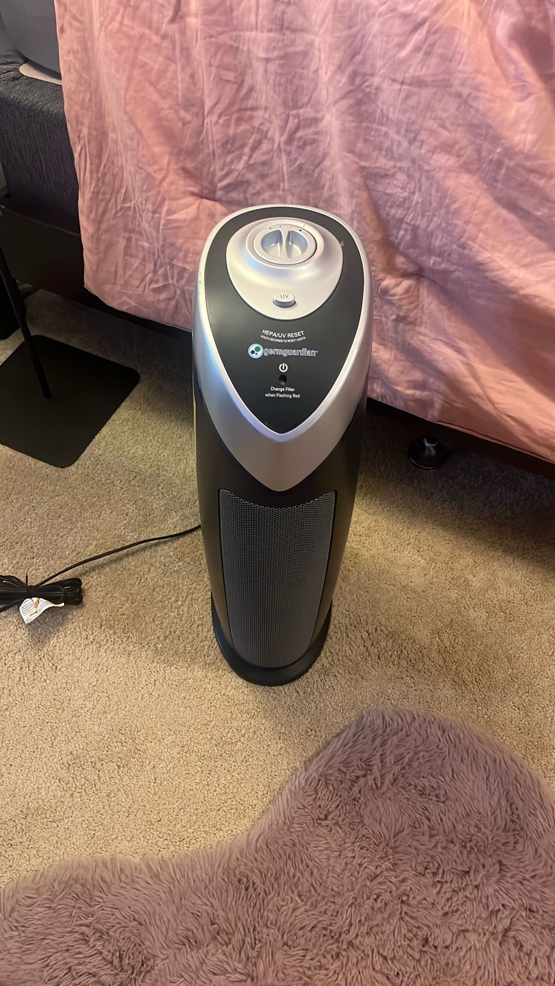 4-IN-1 AIR PURIFIER WITH HEPA FILTER, UV-C SANITIZER AND ODOR REDUCTION, 22-INCH TOWER (BLACK)