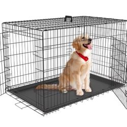 Brand New Lrg'xl Dog Crate 2 Door Folding Pet Kennel With Tray Animal Cage Up To 70lbs Jaula De Mascota 