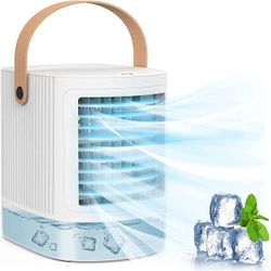 Brand New Mini Portable Air Conditioners, 3-IN-1 Evaporative Air Cooler - fancole Small Air Conditioner With 3 Levels Humidify, 7 Colors Night Light, 