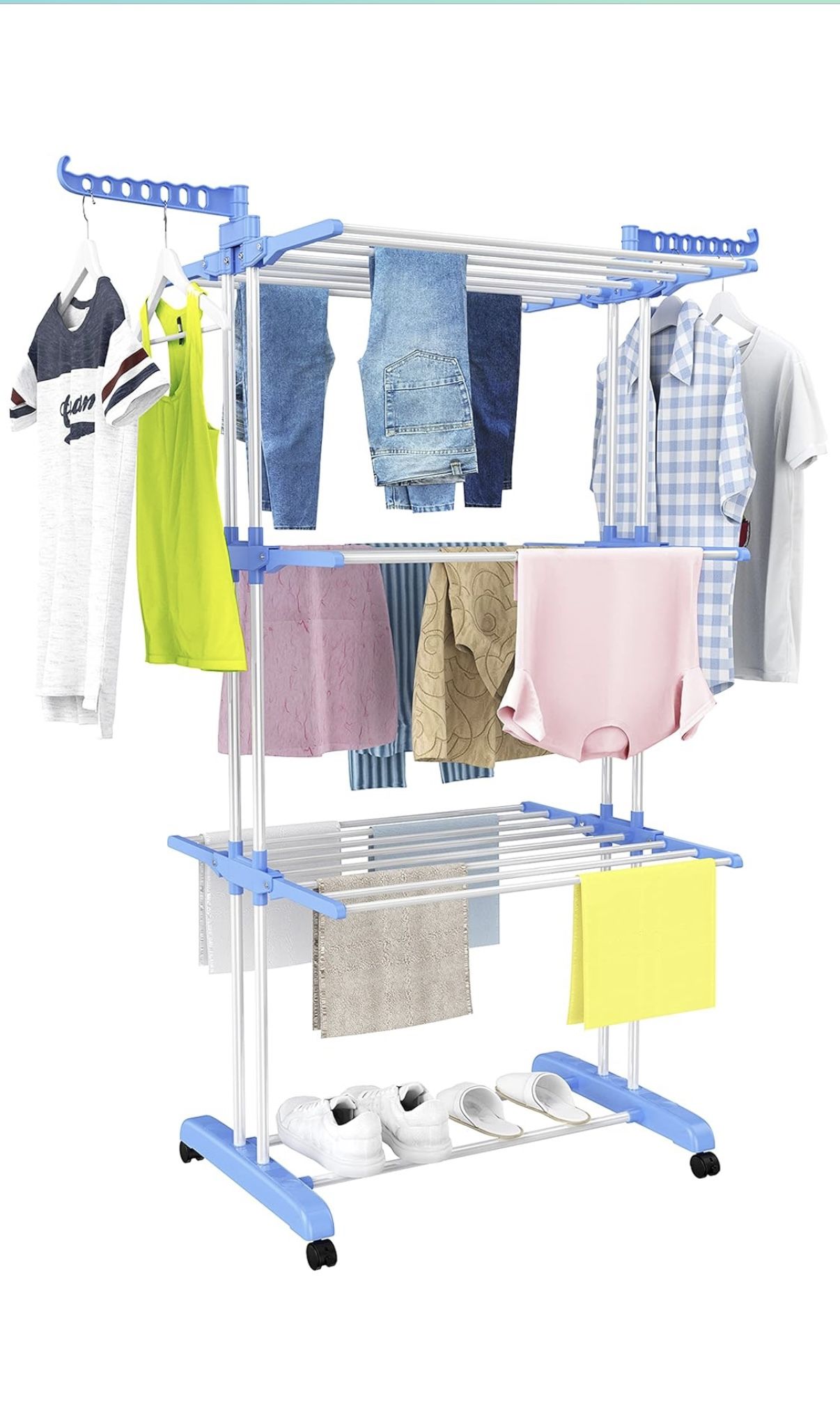 HOMIDEC Clothes Drying Rack, Large 4-Tier Foldable Drying Rack Clothing(67.7H x 19.7W x 30L Inches)