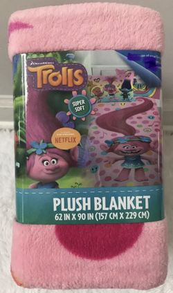 Dreamworks Trolls Poppy Rocks Twin Plush Blanket 62" X 90", Brand NEW! Porch Pickup or Can Ship!