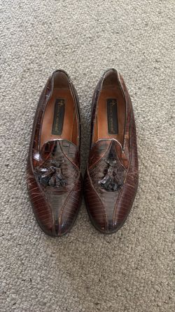 STACEY ADAMS GENUINE SNAKE SKIN AND LEATHER MENS LOAFER