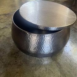 Beautiful Silver Round Coffee Table with Storage