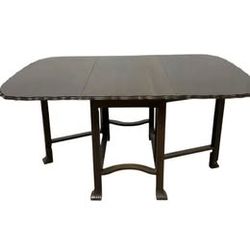 Vintage Drop-Leaf Gateleg Dining Table Dark Wood Traditional Dining Table