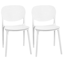 New White Mesh-Back Patio Dining Chairs - Set of 2