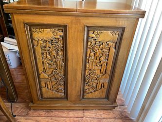Carved Teak Wood Dry Bar