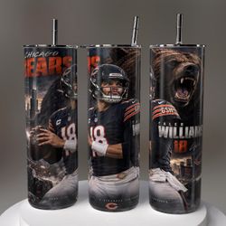 Chicago Bears Caleb Williams #18 Skinny Tumbler
