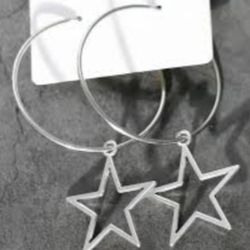 Star Dangle Hoop Earrings