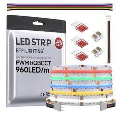 BTF-LIGHTING FCOB COB RGB LED Strip 960LED/m 16.4FT DC12V