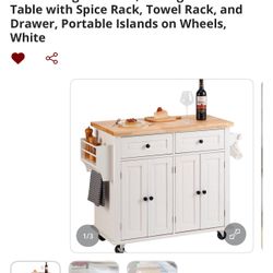 Kitchen Island Cart - Storage Cabinet
