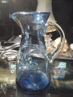 "Cobalt clear blue big pitcher "