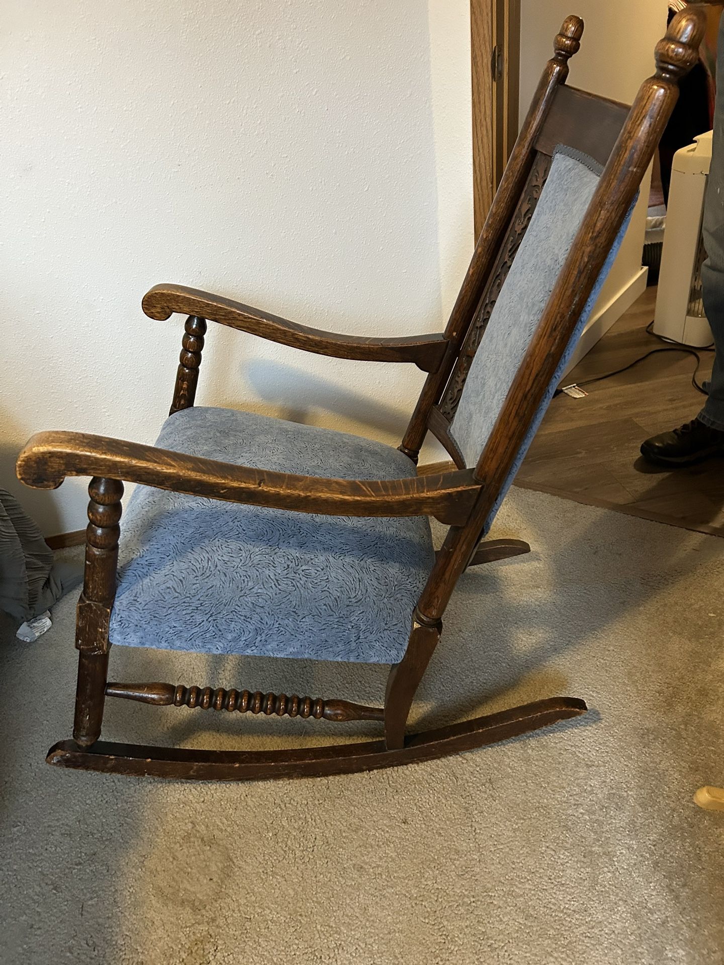 American Antique Needlepoint Platform Rocking Chair