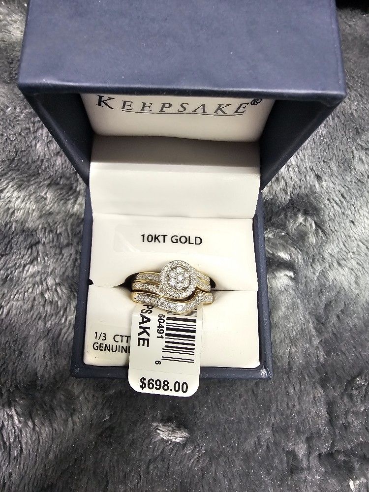 Forevermore 1/3 Carat T.W. Certified Diamond 10kt Two-Tone Gold Bridal Set

