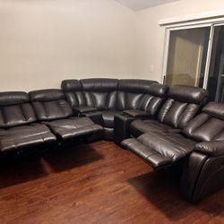 Brown leather couch