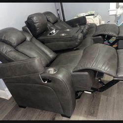 New Brand Ashley Grey Electric Power Reclining Sofa ☄️ In Stock ✅ Fastest Delivery 🚚 