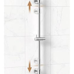 1253: New KES All Metal Shower Slide Bar 30-Inch (Non-Plastic) with Adjustable Shower Head Holder, 18/8 Stainless Steel Shower Slide Bar with Adjustab