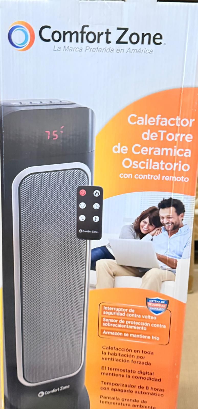Comfort Zone Ocillating Ceramic Tower Heater with Remote Control