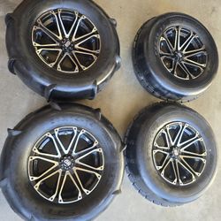 ATV Polaris Razr Wheelset V-Roll Tires Wheels 14x7 +10 37x14 14 &11