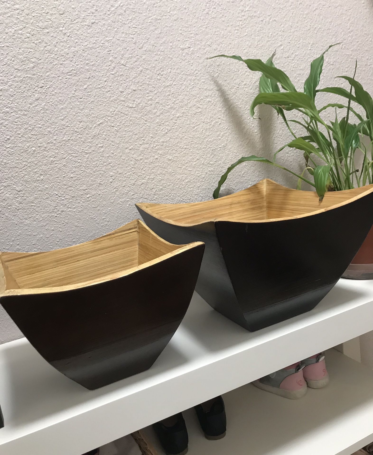 2 Piece Set of Decorative Bamboo Square Bowls