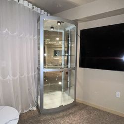 Modern Glass Display Cabinet with LED Lights – Excellent Condition 