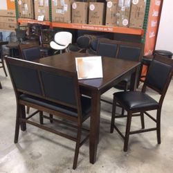 Brown/ Black Counter Height Dining Table And Bar Stools💥 Dining Room Set - Kitchen 💥 In Stock ✅ Delivery Available 