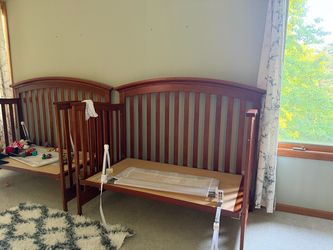 Pair of Convertible Wooden Cribs / Toddler Beds
