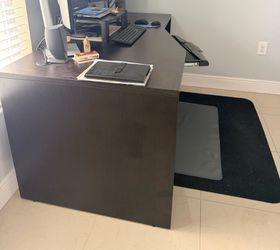 Dark brown cherry desk with keyboard tray