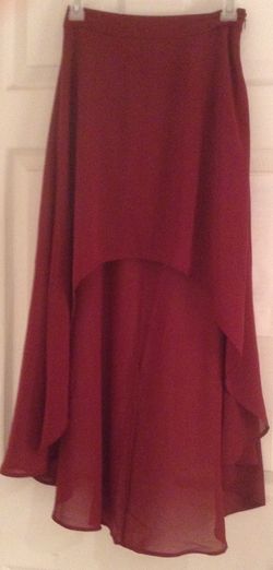 Maroon Sheer Flowing Long Skirt