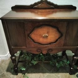 Antique Piece Of Furniture Wooden Wheels Door Opens Beautiful Perfect $400