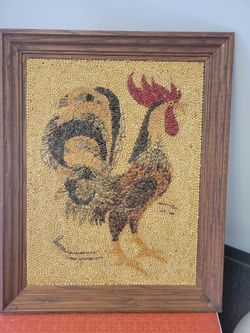 Vintage Farmhouse Handmade Rooster Picture