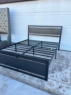 Deal of the Day! Watson Gray Oak and Black Queen Bed Frame $79.999- READ Description