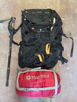 Black diamond backpack and sleeping bag