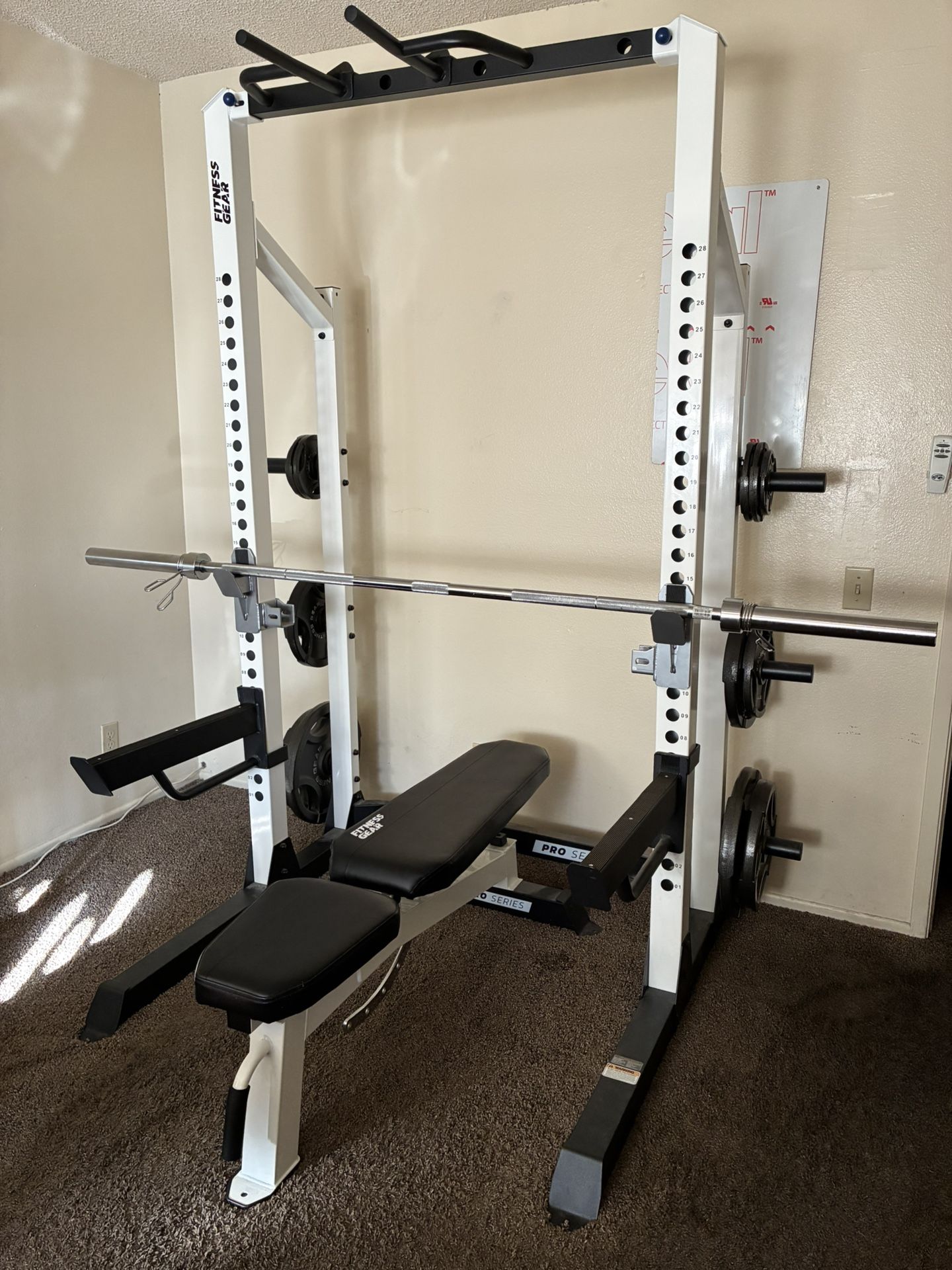 Complete Fitness Gear Home Gym Package – 300 lb Olympic Set + Pro Half Rack + Adjustable Bench