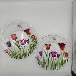 Tulips/Butterflies Yankee Candle Plates