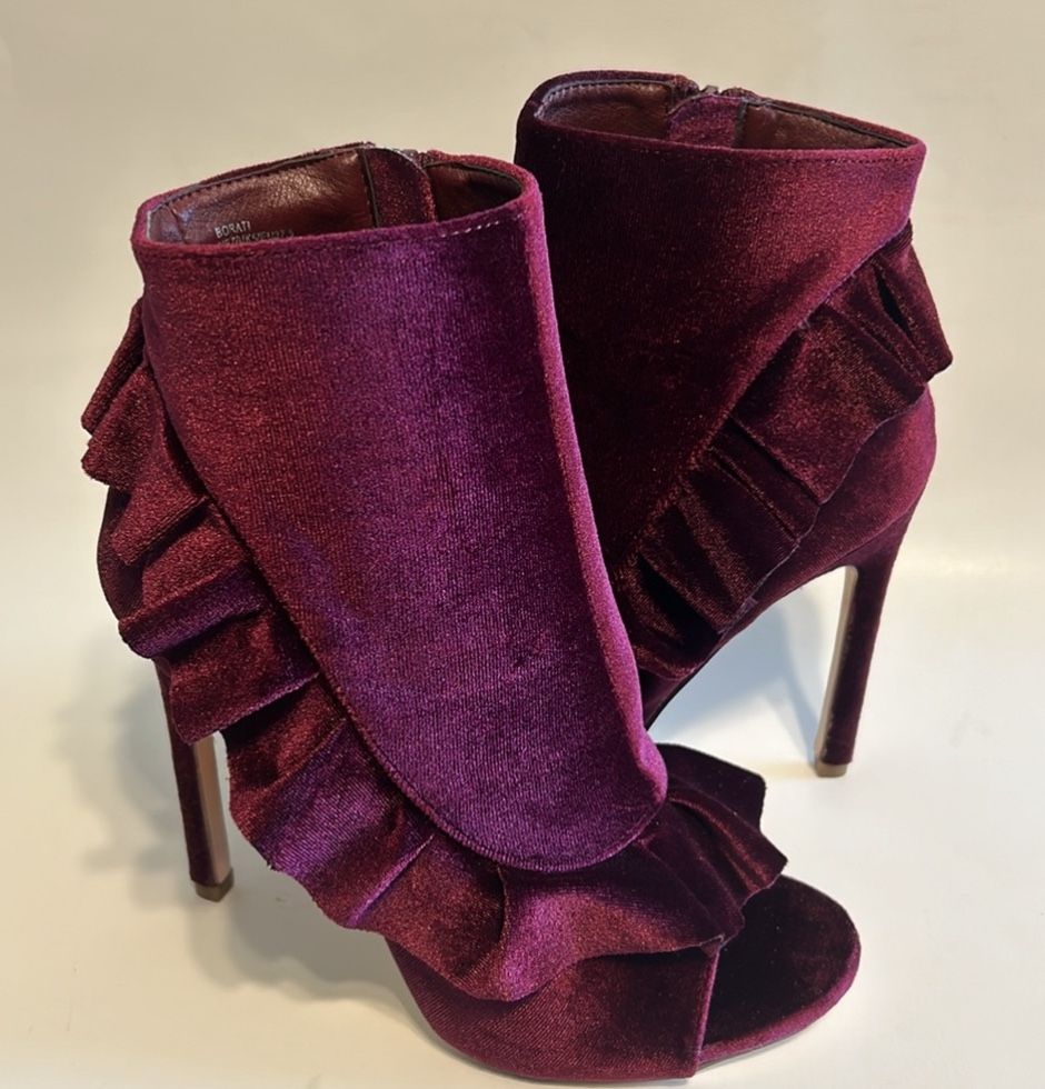 Justfab Ruffle Open-Toe Heels