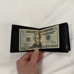 Bosca Old Leather Money Clip Wallet With Pocket