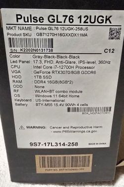 MSI Pulse GL-76 12UGK-258US