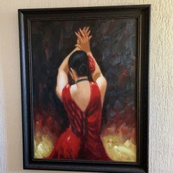 44”x 56” flamenco dancer oil painting and frame