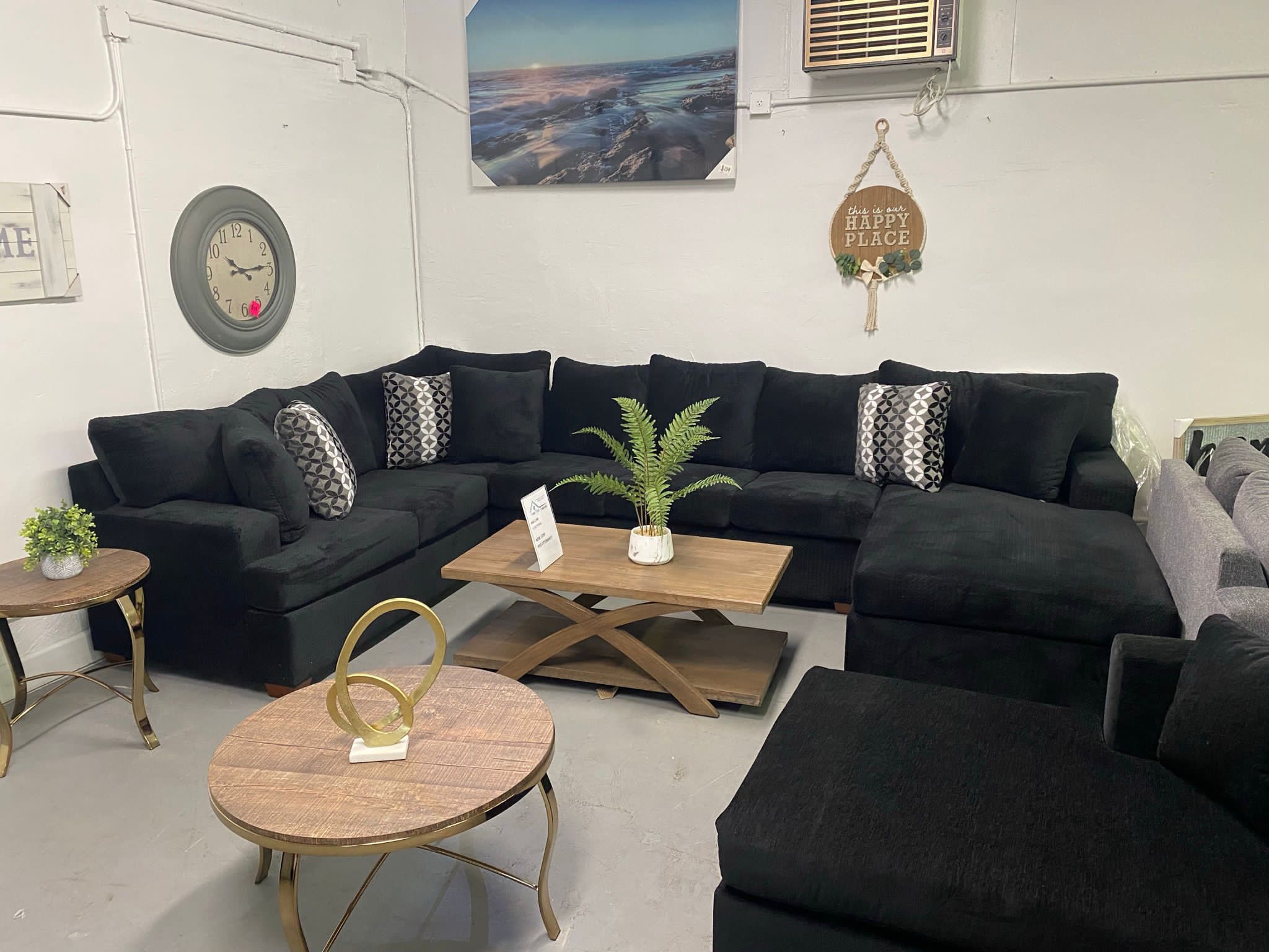 Black Soft Fabric 3 Piece Sectional ‼️new In Stock ‼️