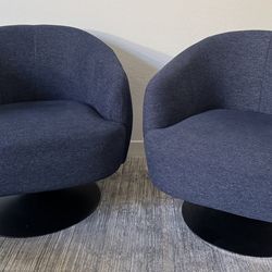 Blue swivel chairs - pair