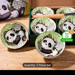 Adorable  Panda Ramen Bowls Brsnd New In Box