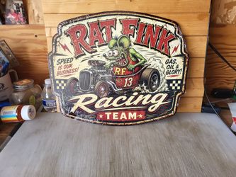 Rat Fink Garage Vintage-Style Metal Sign 16"×13"