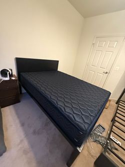 Black Metal Bed Frame With Mattress and Under-bed storage drawers