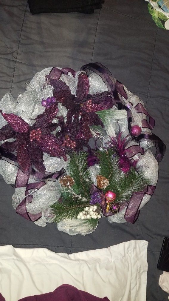 Purple Shimmery Christmas wreath 24inch